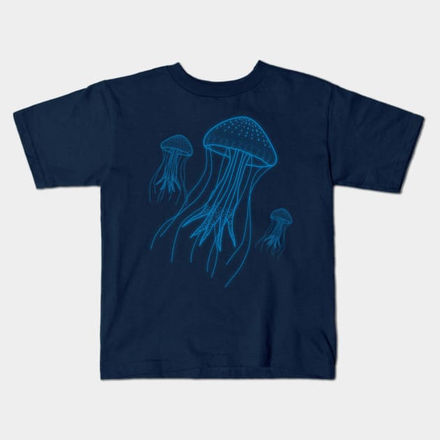 Blue Jellyfish Kids T-Shirt by Javisolarte